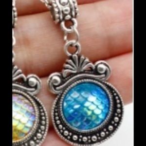 Jewel Mermaid Blue Necklace Scale Necklace Blue
